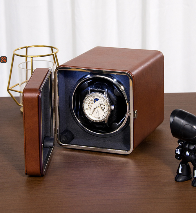 Remontoir Montre Automatique Cube Moderne Silencieux Marron