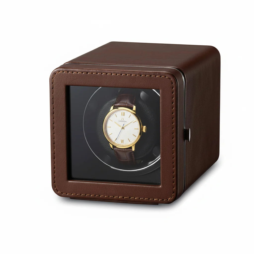 Remontoir Montre Automatique Cube Moderne Silencieux Marron