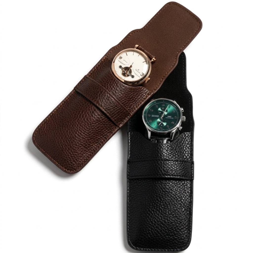Étui de Voyage pour Montre en Cuir Grainé