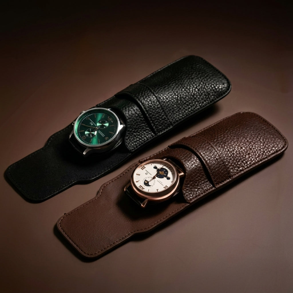 Étui de Voyage pour Montre en Cuir Grainé